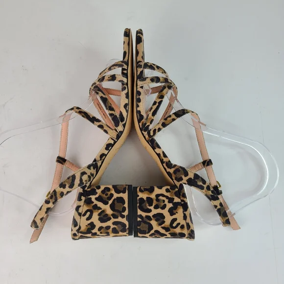 J. Crew Odette suede leather leopard print strappy block heeled sandals 8.5 - Picture 9 of 12